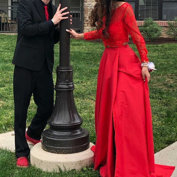 Sherri Hill Two Piece Prom Dress - Picture 2 of 5